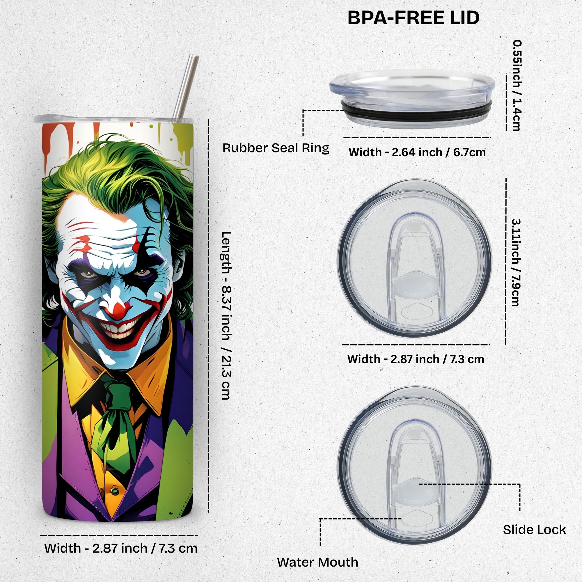 Joker Themed Stainless Steel Vacuum Insulated Tumbler