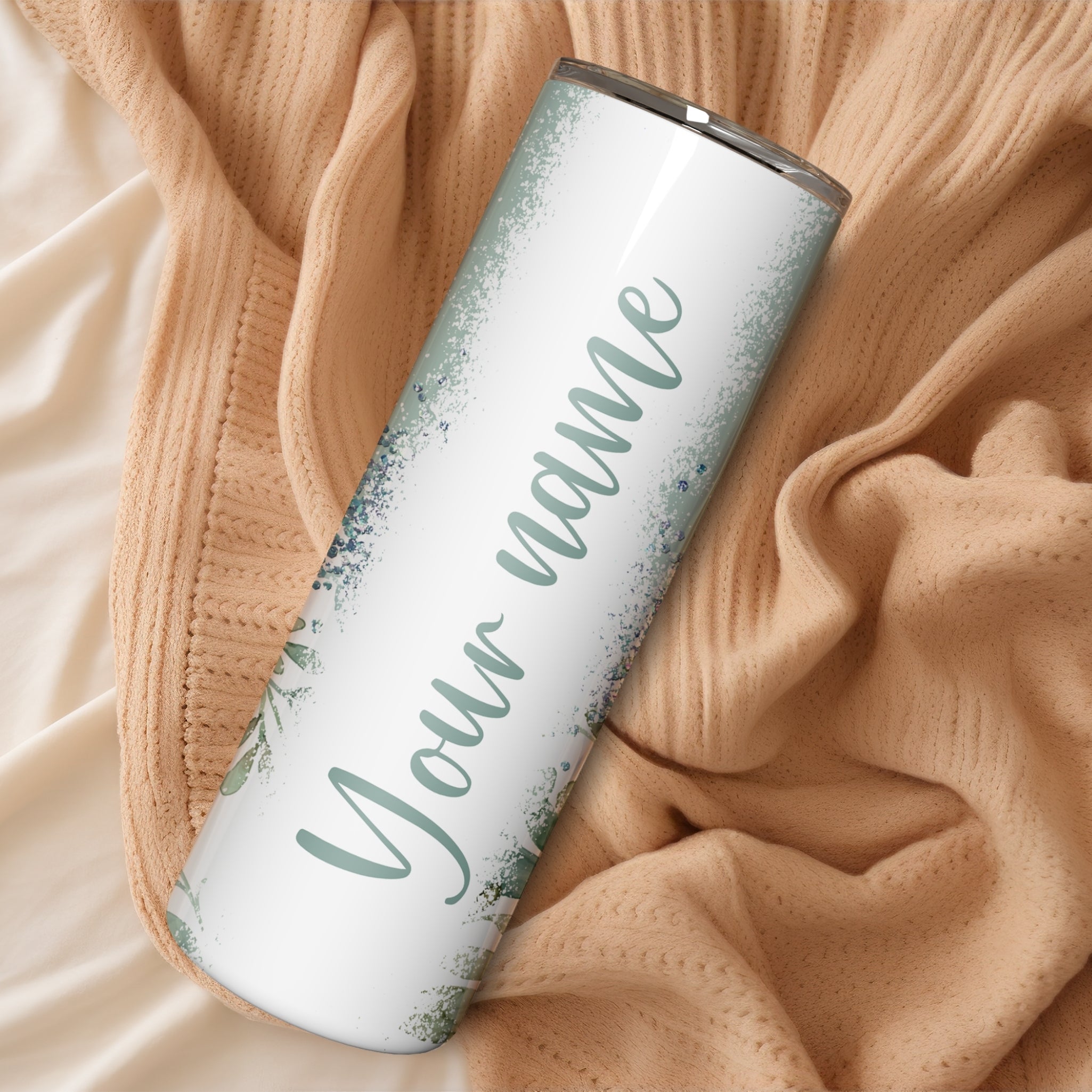 Name Personalised Eucalyptus Themed Stainless Steel Vacuum Insulated Tumbler