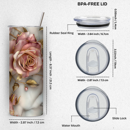 Vintage Floral Themed Stainless Steel Vacuum Insulated Tumbler