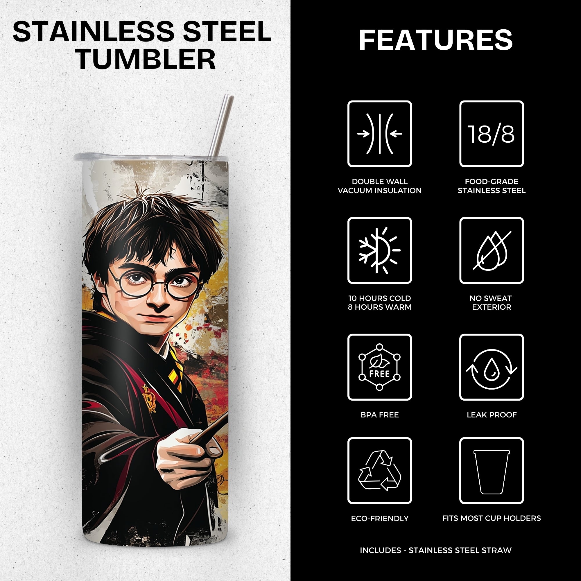 Potter head Themed Stainless Steel Vacuum Insulated Tumbler