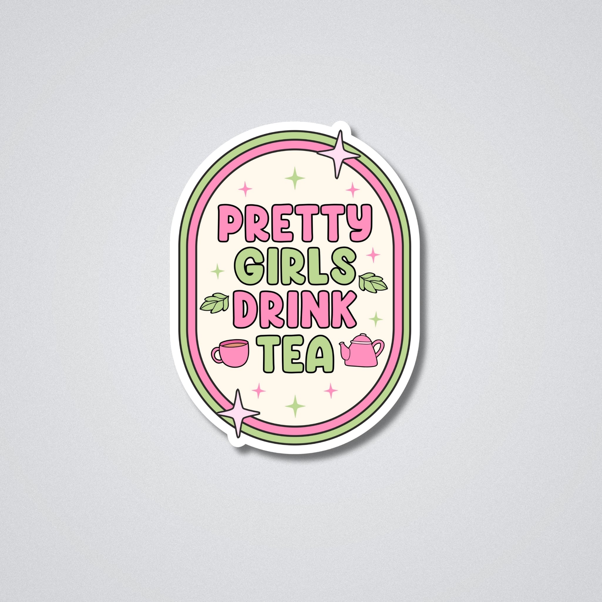 Pretty girls drink Tea Vinyl Waterproof Sticker