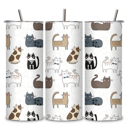 Pastel Cats Themed Stainless Steel Vacuum Insulated Tumbles