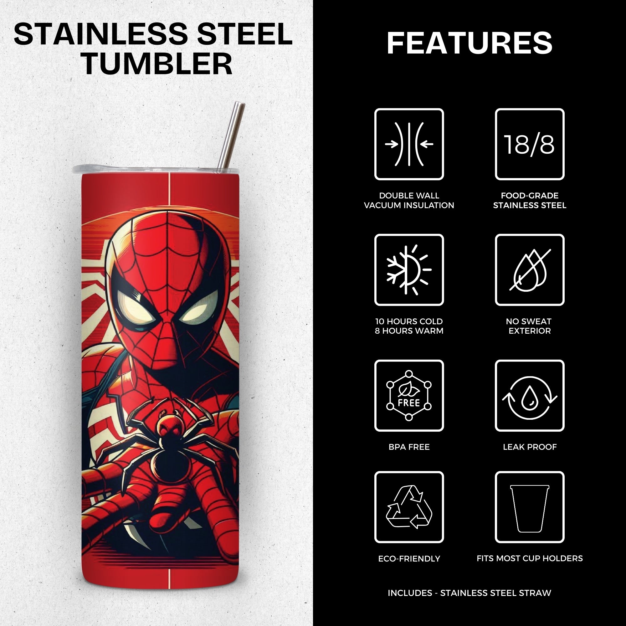 Spiderman 3 Themed Stainless Steel Vacuum Insulated Tumbler