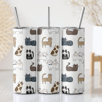 Pastel Cats Themed Stainless Steel Vacuum Insulated Tumbles