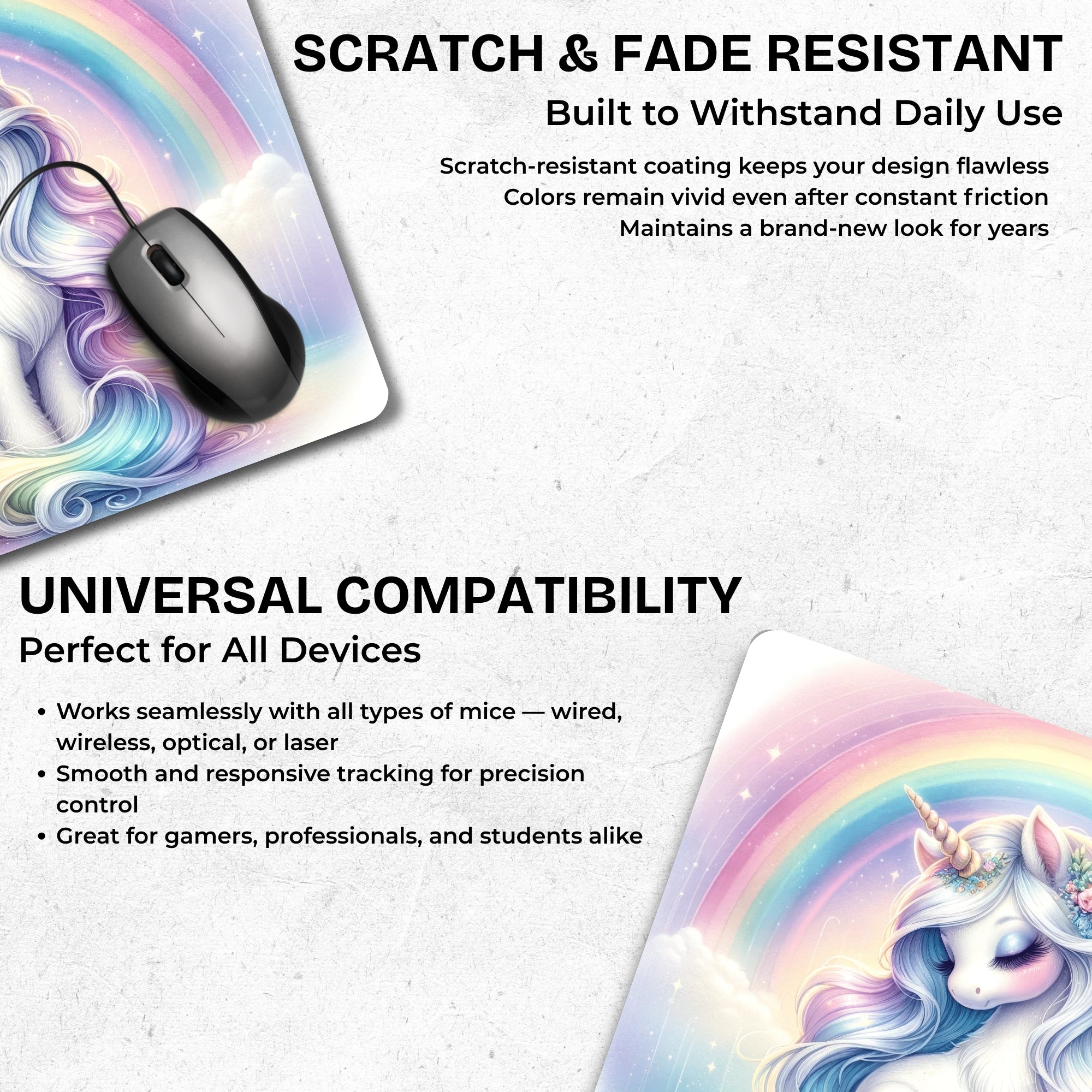 Rainbow Unicorn Mouse Pad