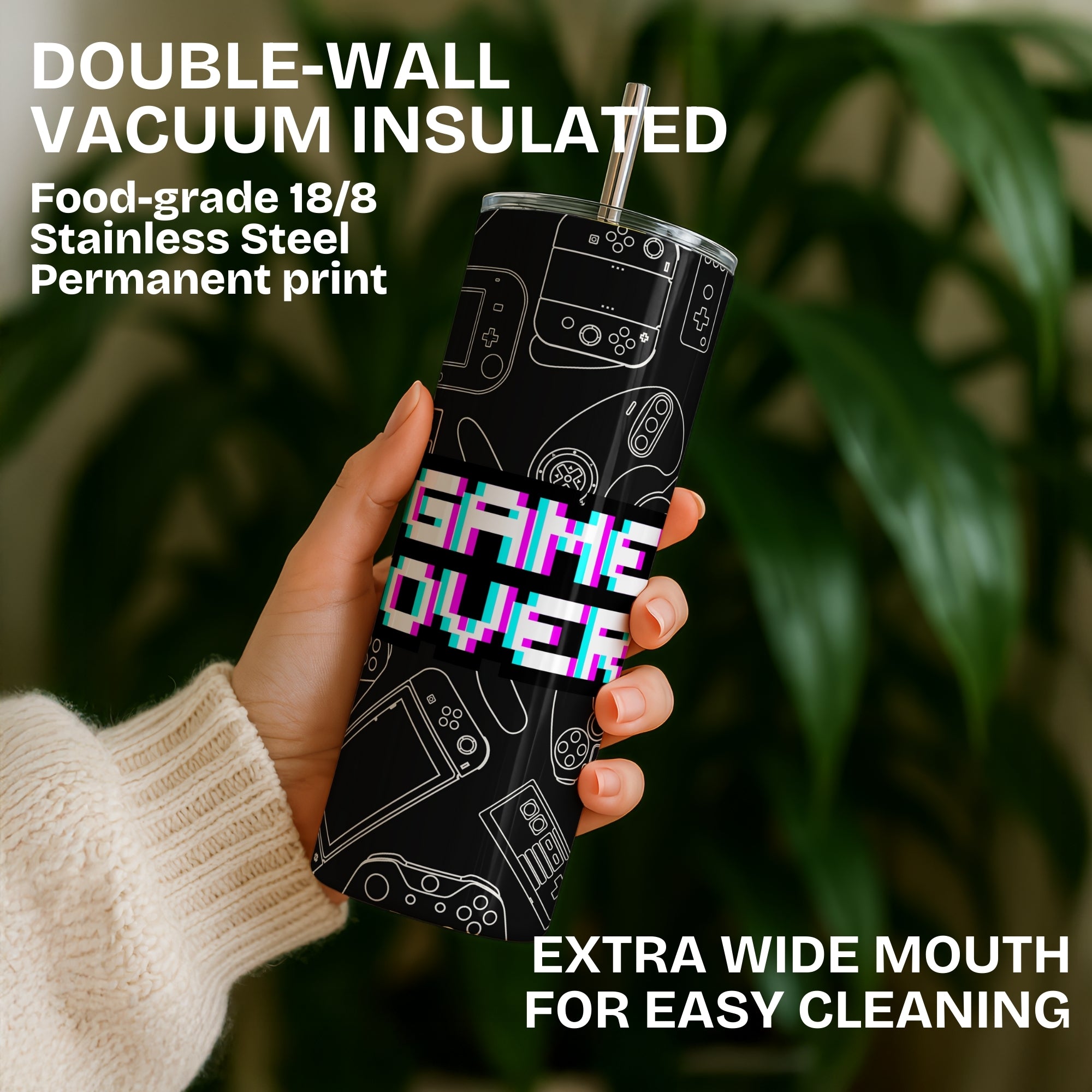 Game Nerd Themed Stainless Steel Vacuum Insulated Tumbler