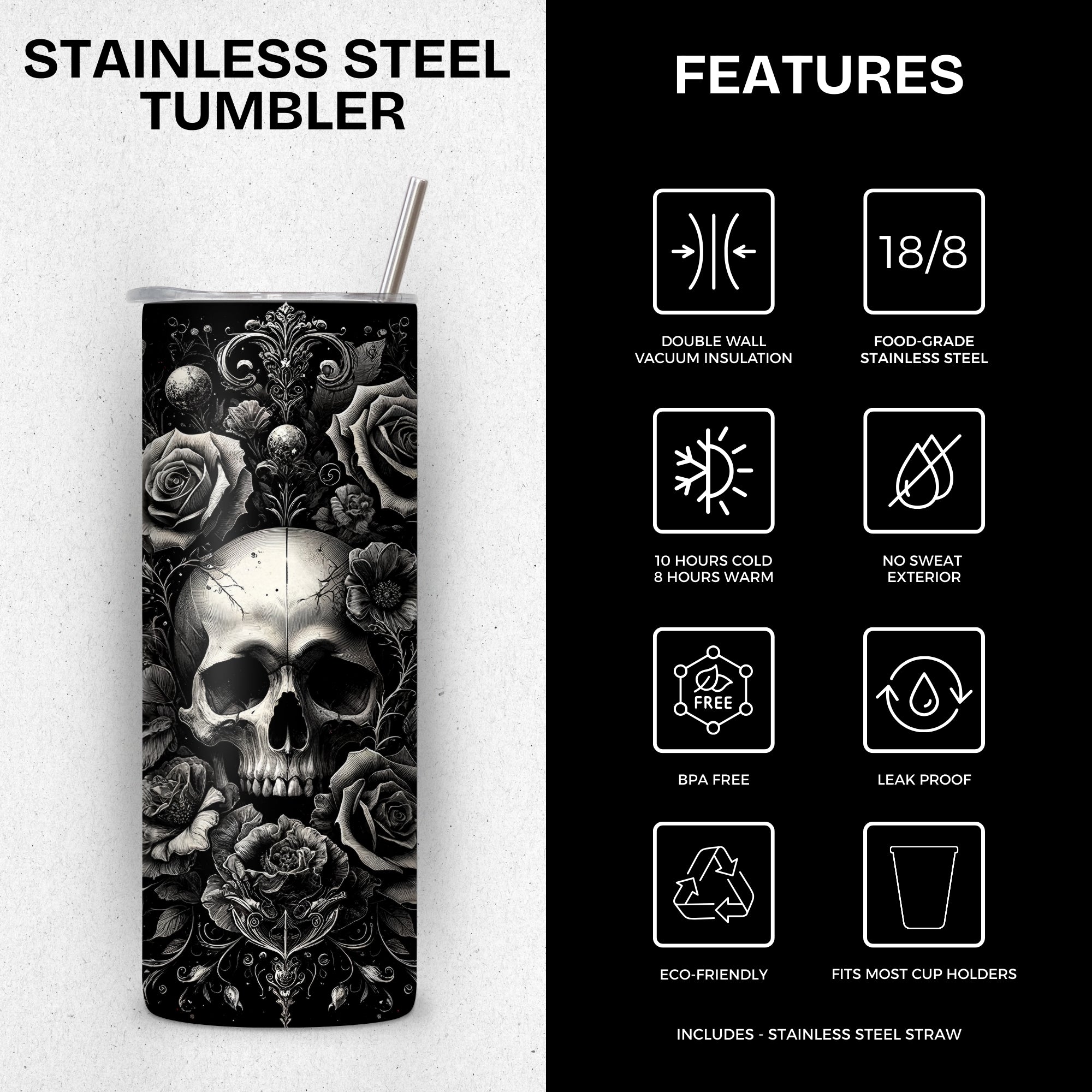 Gothic Themed Stainless Steel Vacuum Insulated Tumbler