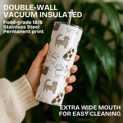 Pastel Cats Themed Stainless Steel Vacuum Insulated Tumbles