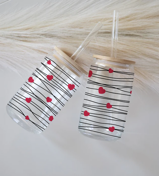 Hearts and Strings - Glass Tumbler