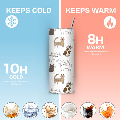 Pastel Cats Themed Stainless Steel Vacuum Insulated Tumbles