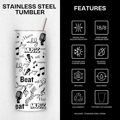Music Lover Themed Stainless Steel Vacuum Insulated Tumbler