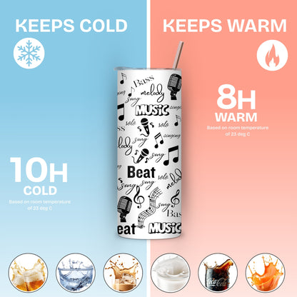 Music Lover Themed Stainless Steel Vacuum Insulated Tumbler