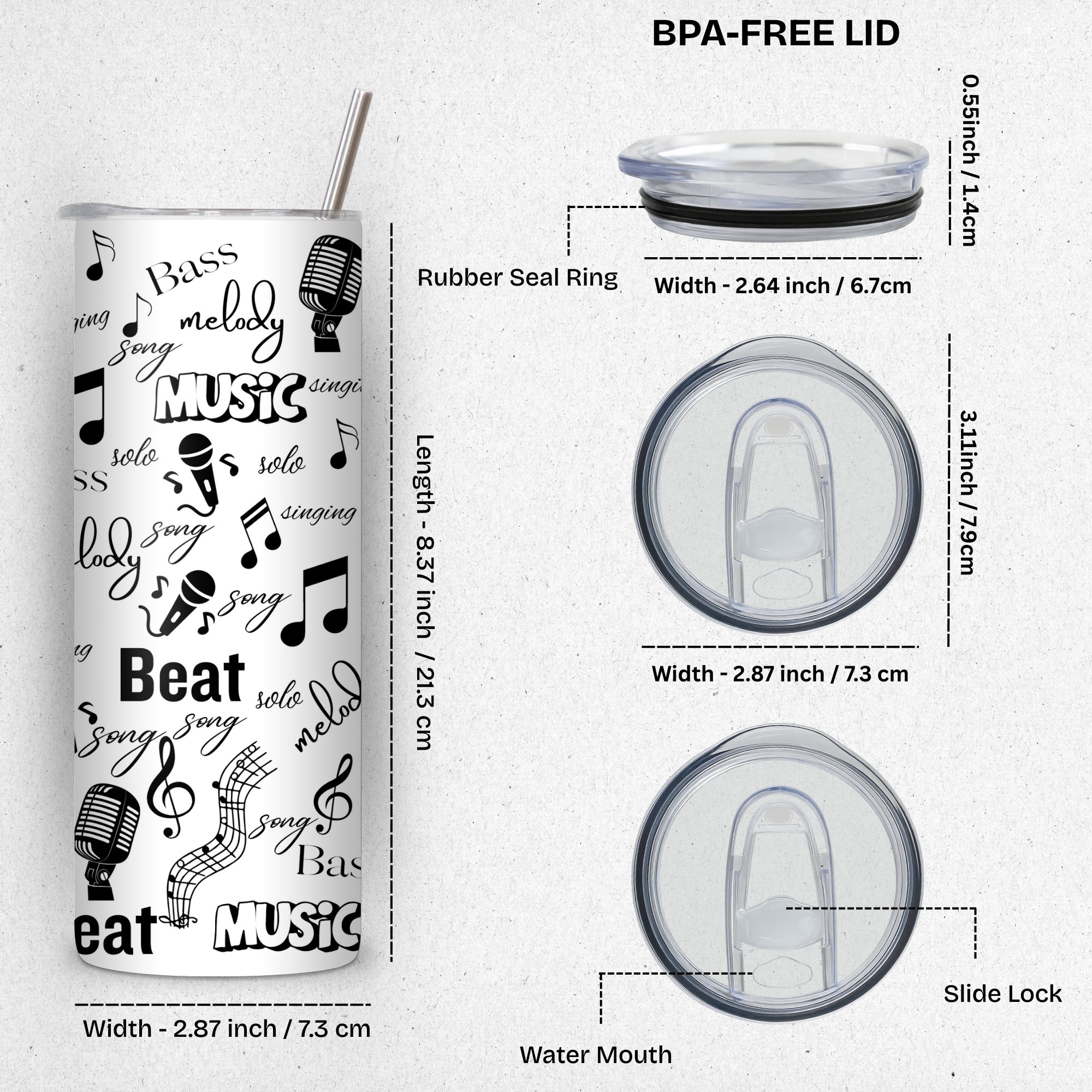 Music Lover Themed Stainless Steel Vacuum Insulated Tumbler