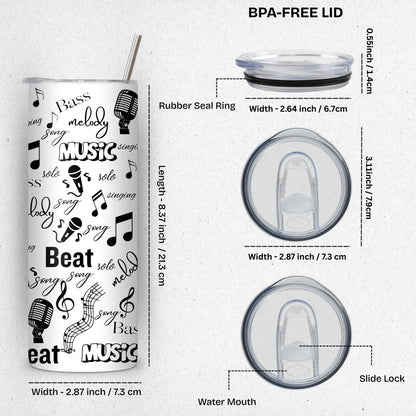 Music Lover Themed Stainless Steel Vacuum Insulated Tumbler
