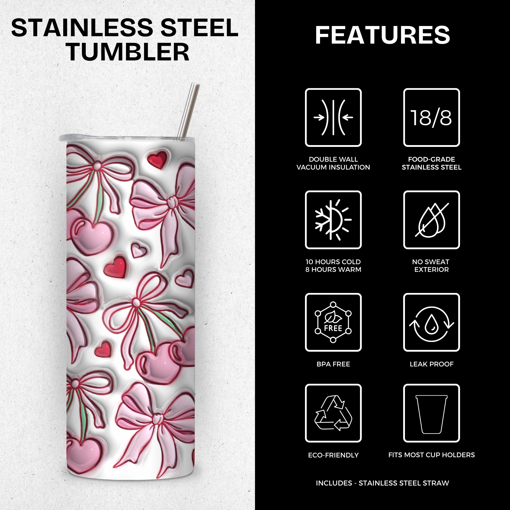 Coquette Themed Stainless Steel Vacuum Insulated Tumbler