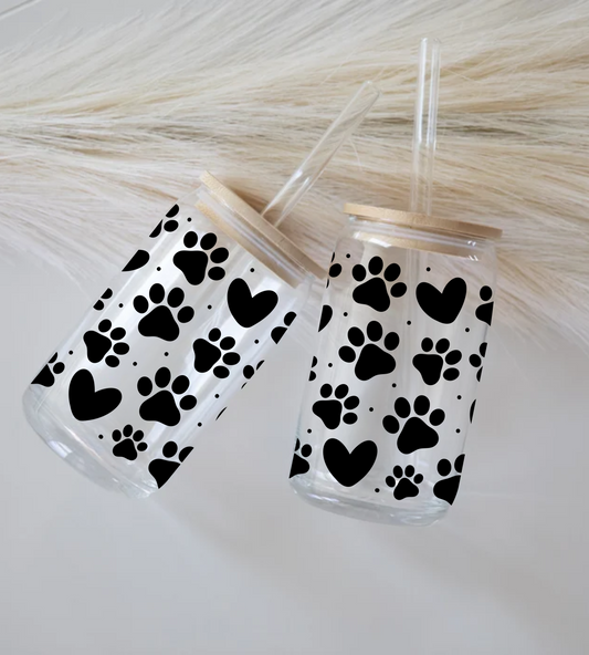 Paws & Hearts - Glass Tumbler