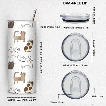 Pastel Cats Themed Stainless Steel Vacuum Insulated Tumbles