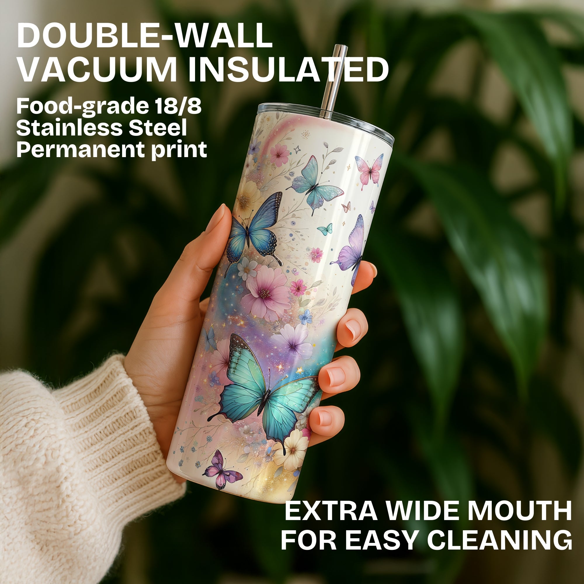 Butterfly Themed Stainless Steel Vacuum Insulated Tumbler