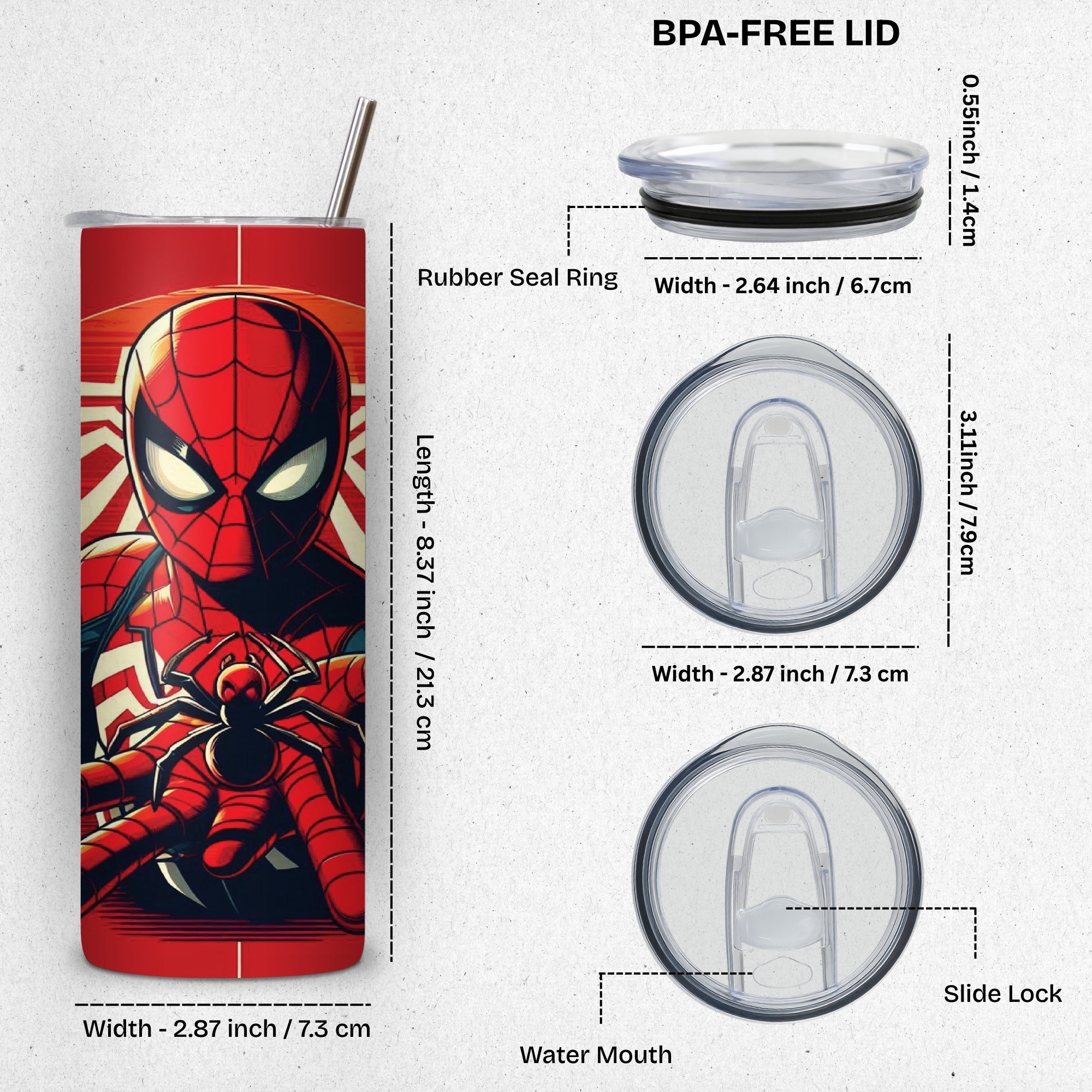 Spiderman 3 Themed Stainless Steel Vacuum Insulated Tumbler