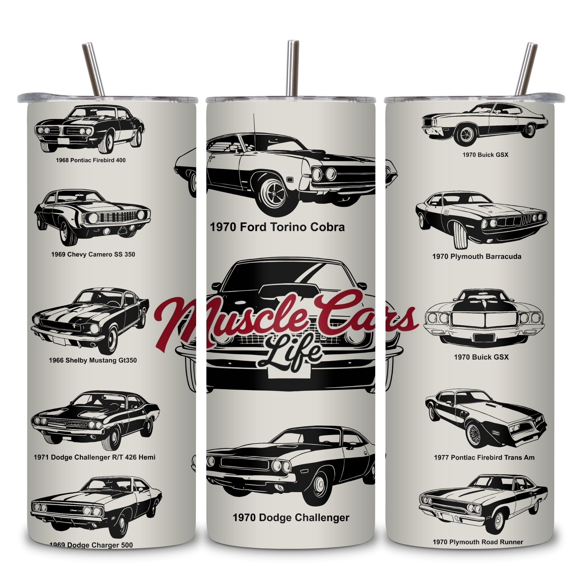 Muscle Cars Themed Stainless Steel Vacuum Insulated Tumbler