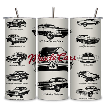 Muscle Cars Themed Stainless Steel Vacuum Insulated Tumbler