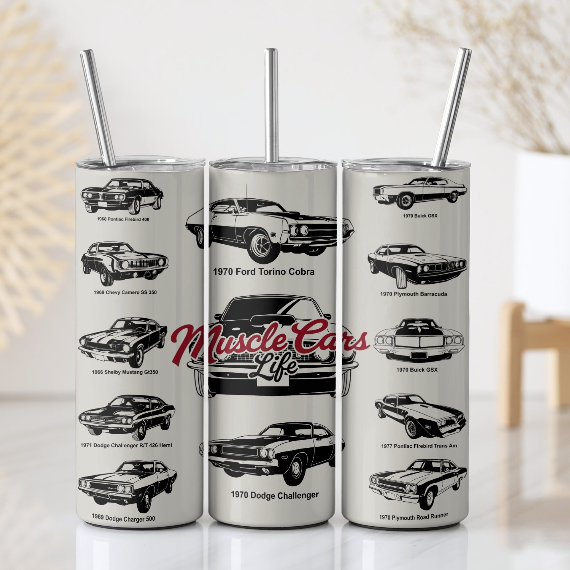 Muscle Cars Themed Stainless Steel Vacuum Insulated Tumbler