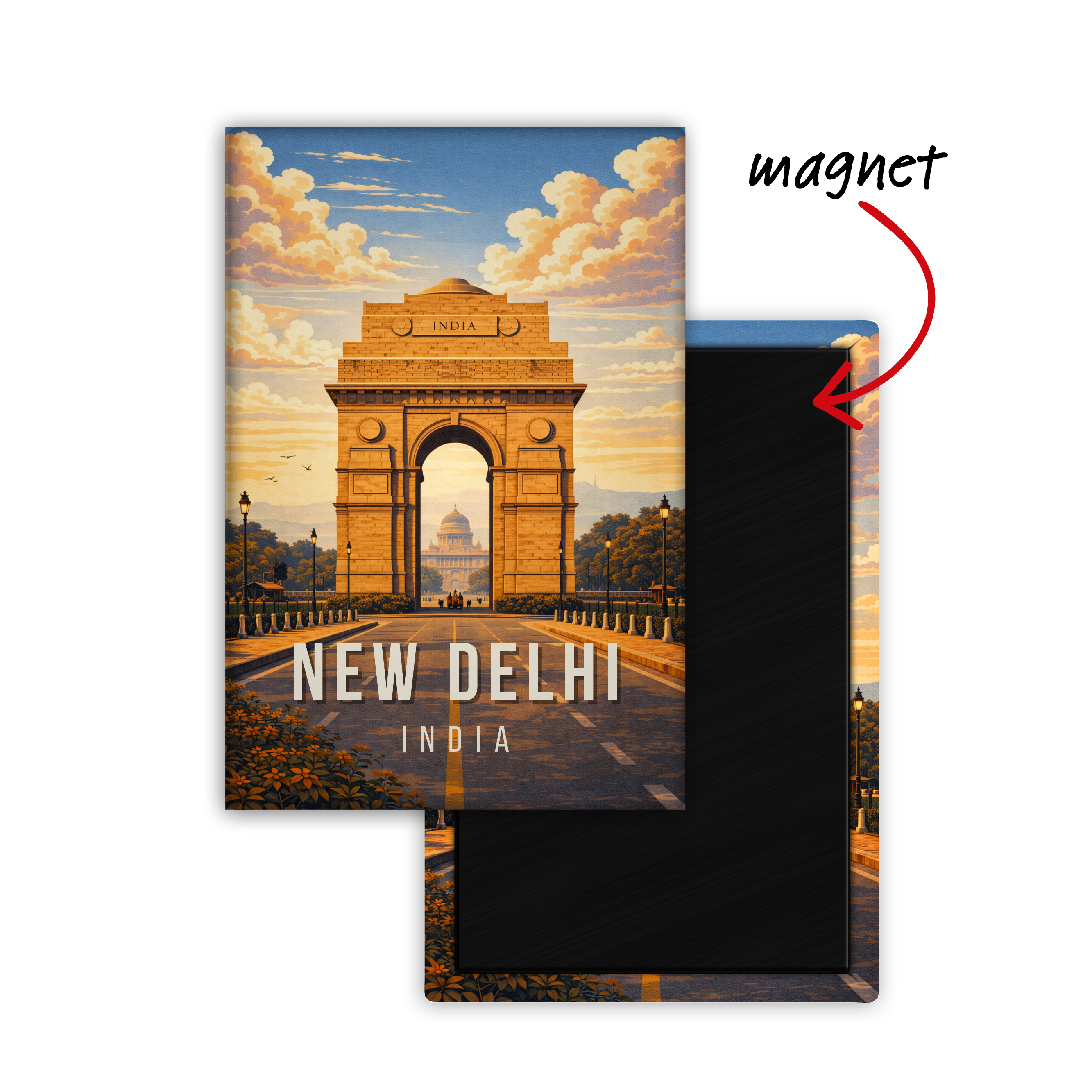 Icons of New Delhi - Fridge Magnet