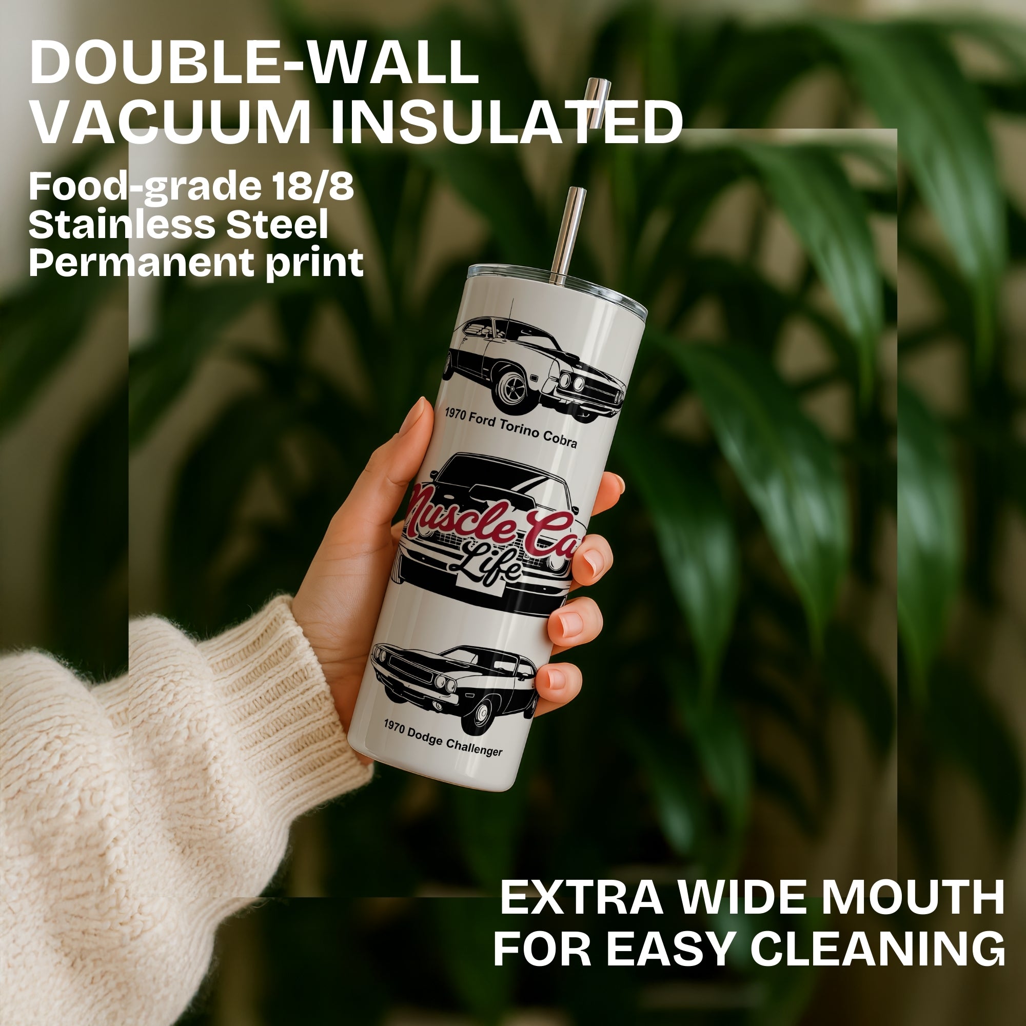 Muscle Cars Themed Stainless Steel Vacuum Insulated Tumbler