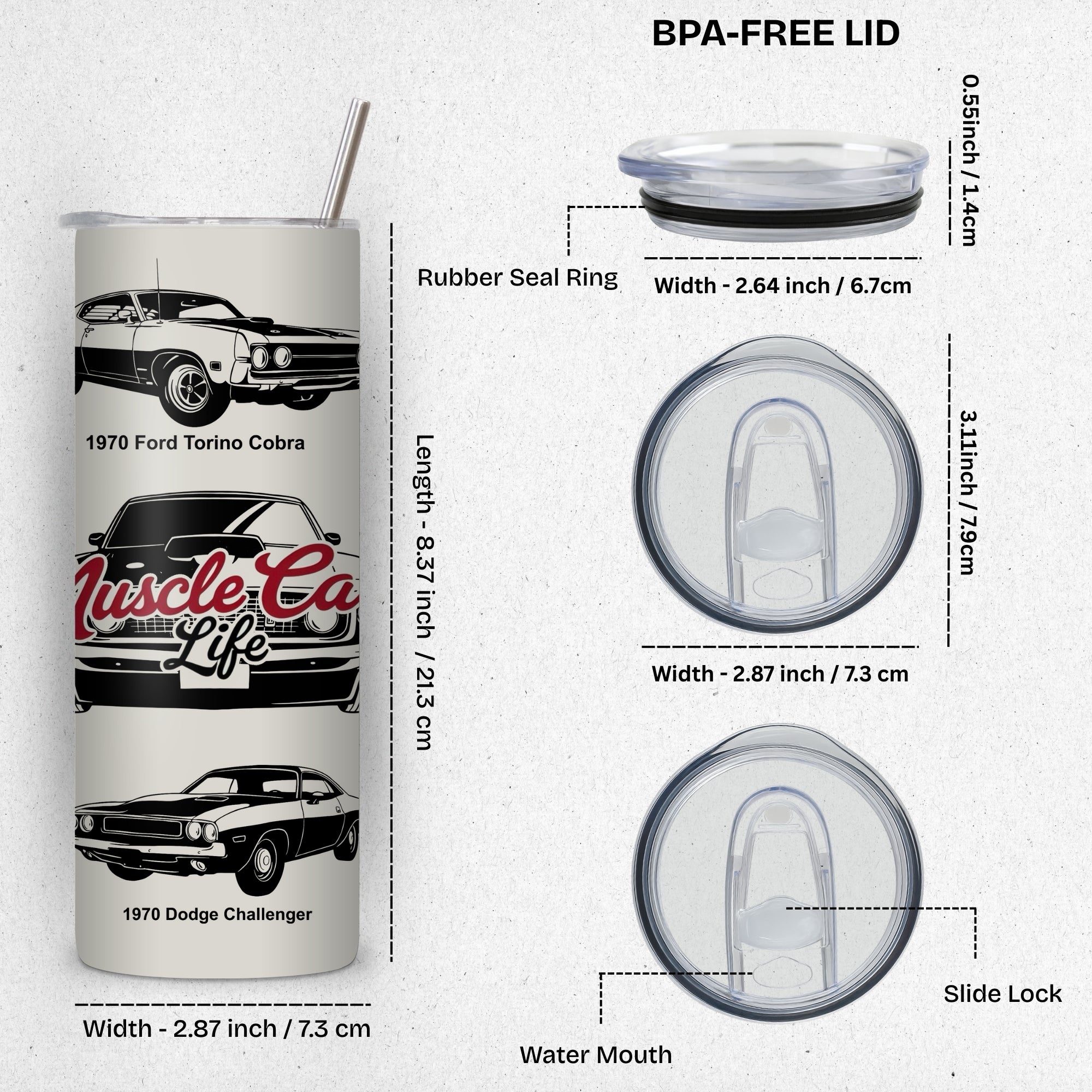 Muscle Cars Themed Stainless Steel Vacuum Insulated Tumbler