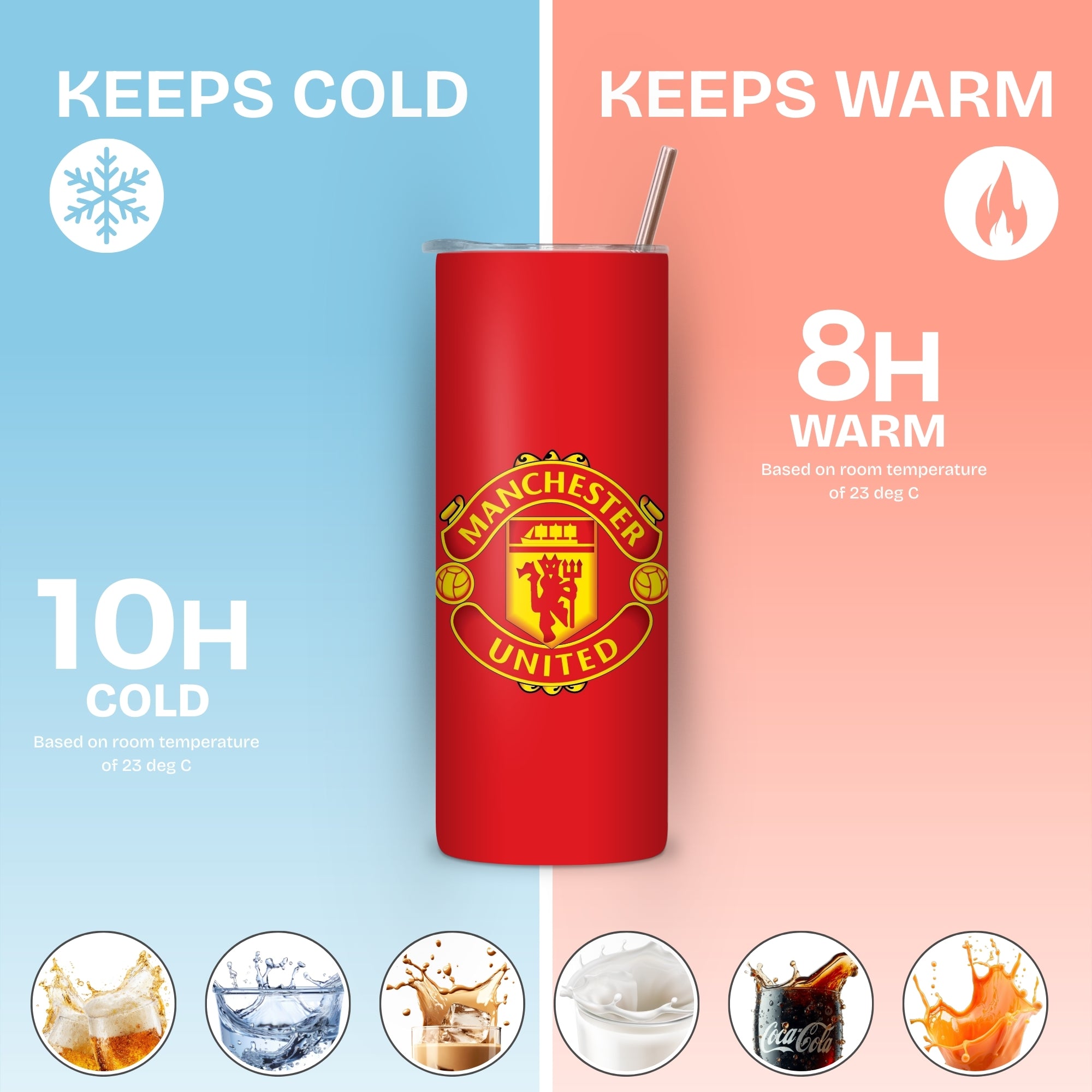 Manchester United Themed Stainless Steel Vacuum Insulated Tumbler