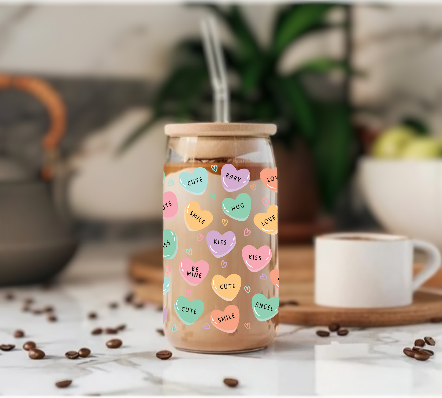 Love Hearts - Glass Tumbler