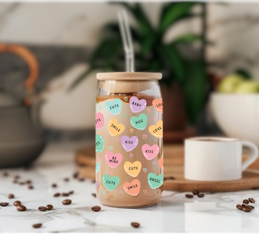 Love Hearts - Glass Tumbler