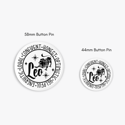 Zodiac Leo Button Pin / Magnet