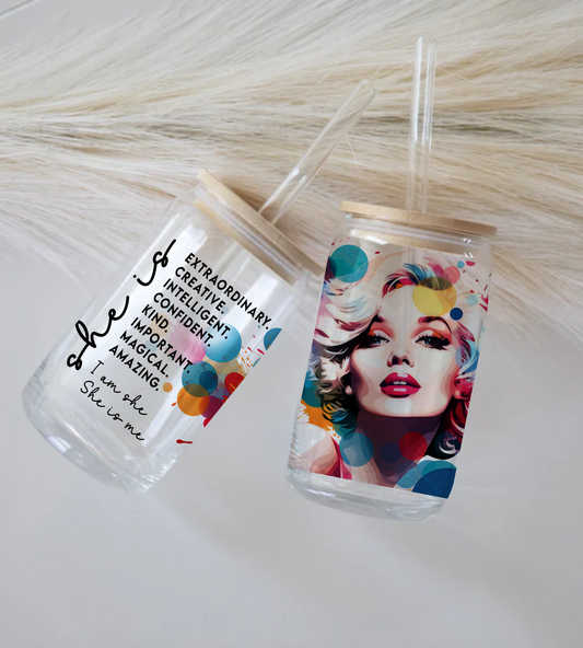 She Is - Glass Tumbler