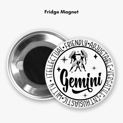Zodiac Gemini Button Pin / Magnet