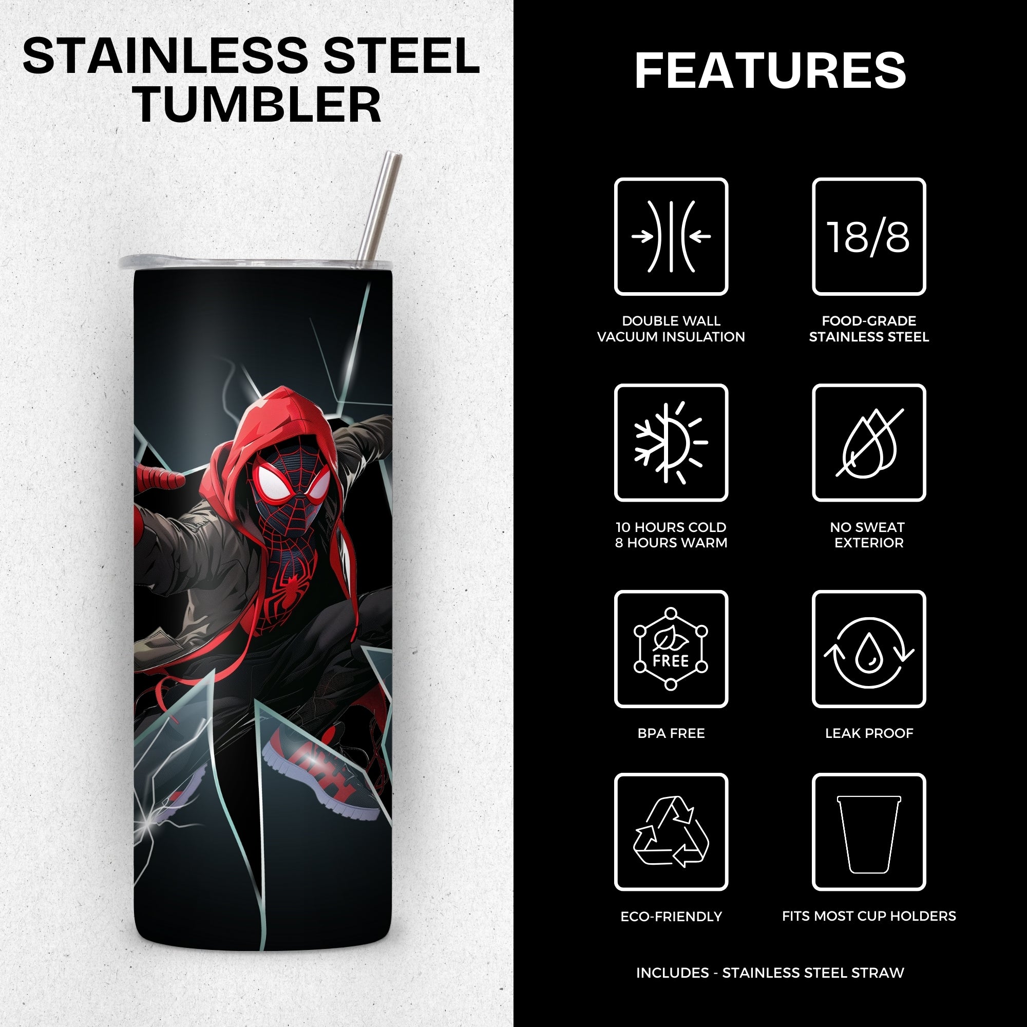 Spiderman Design Stainless Steel Vacuum Insulated Tumbler