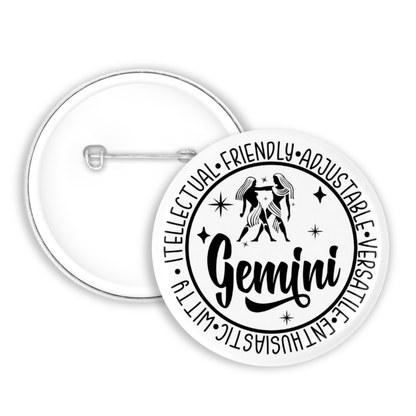 Zodiac Gemini Button Pin / Magnet