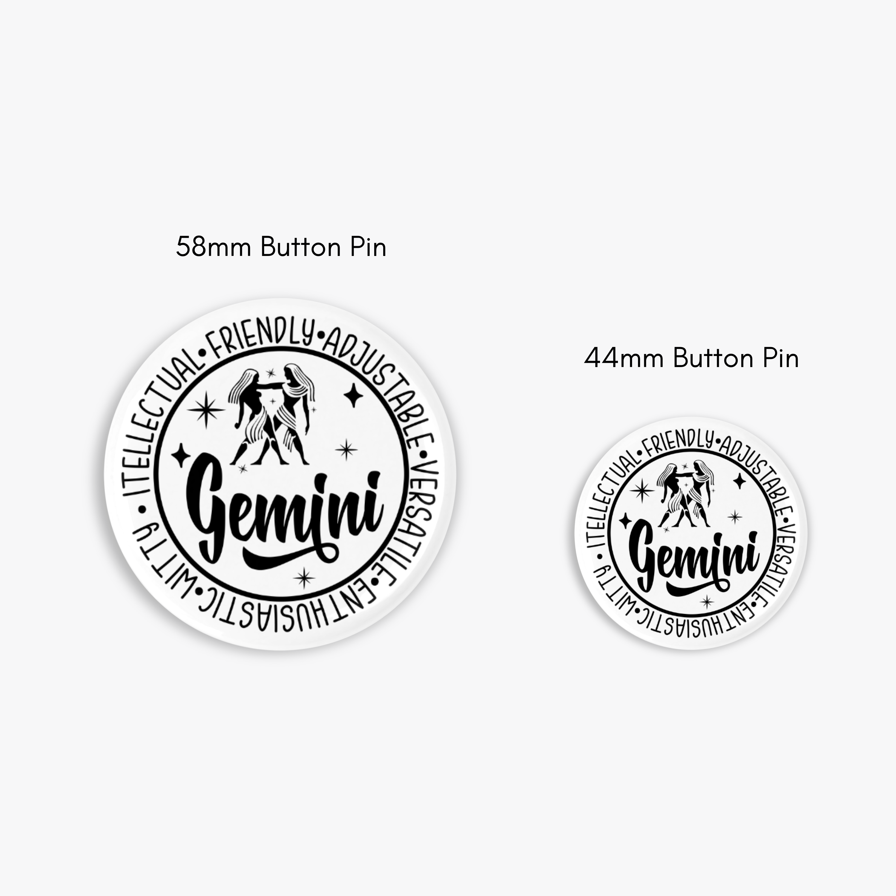 Zodiac Gemini Button Pin / Magnet