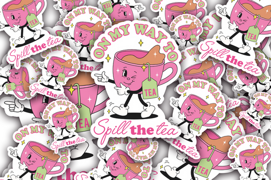 Spill The Tea Vinyl Waterproof Sticker