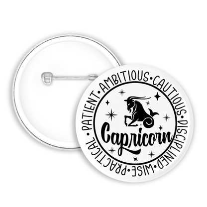 Zodiac Capricorn Button Pin / Magnet
