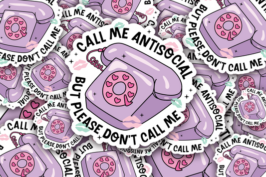Call Me Antisocial Vinyl Waterproof Sticker