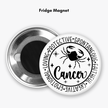 Zodiac Cancer Button Pin / Magnet