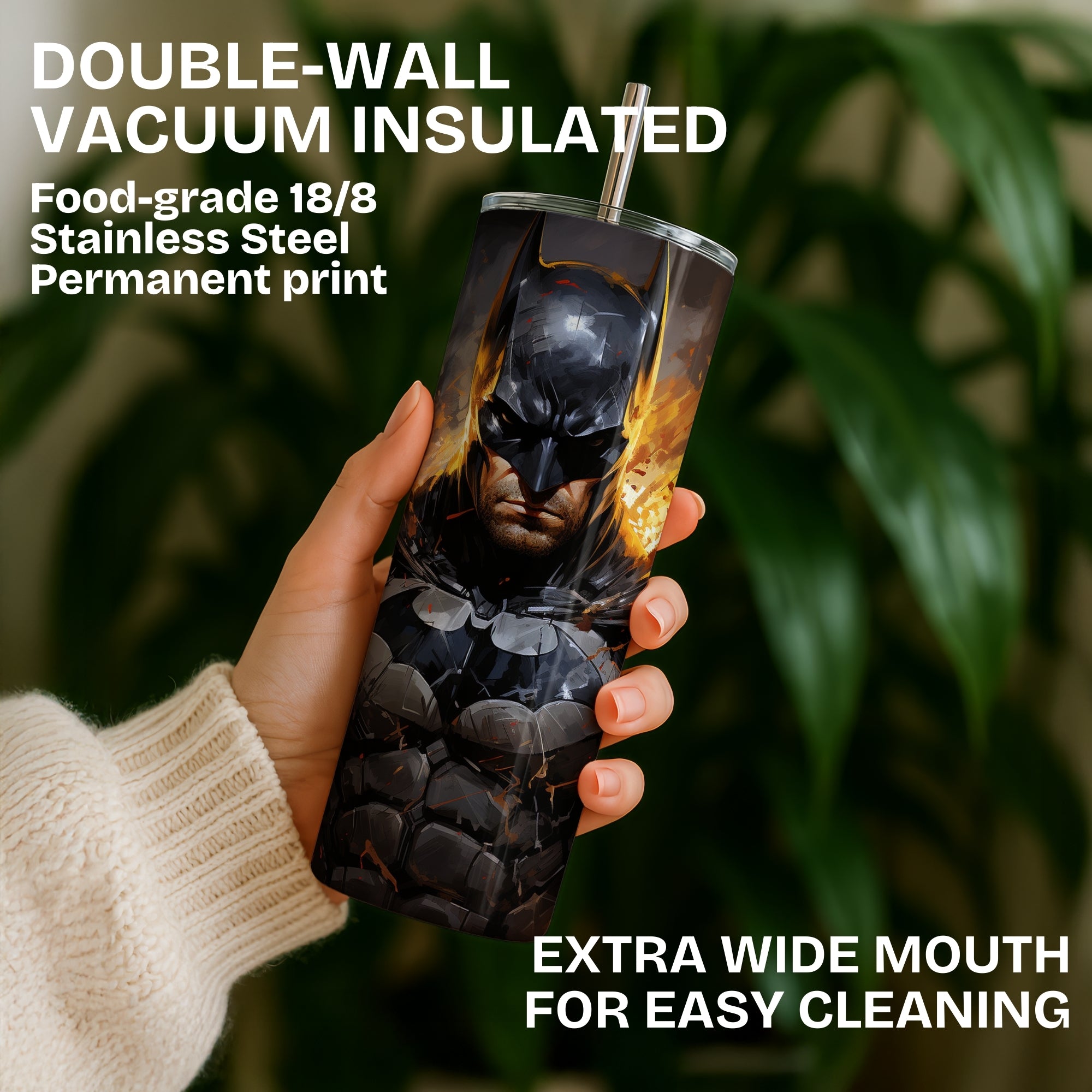 Batman Themed Stainless Steel Vacuum Insulated Tumbler