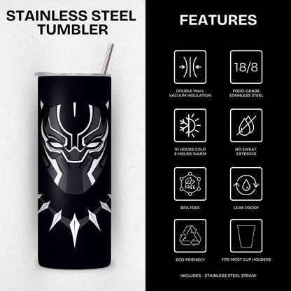 Black Panther Themed Stainless Steel Vacuum Insulated Tumbler
