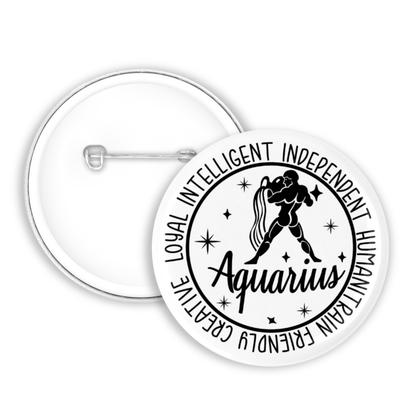 Zodiac Aquarius Button Pin / Magnet