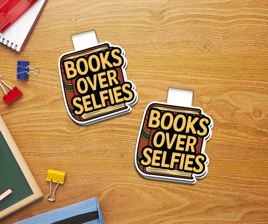 Books Over Selfies Magnetic Bookmark