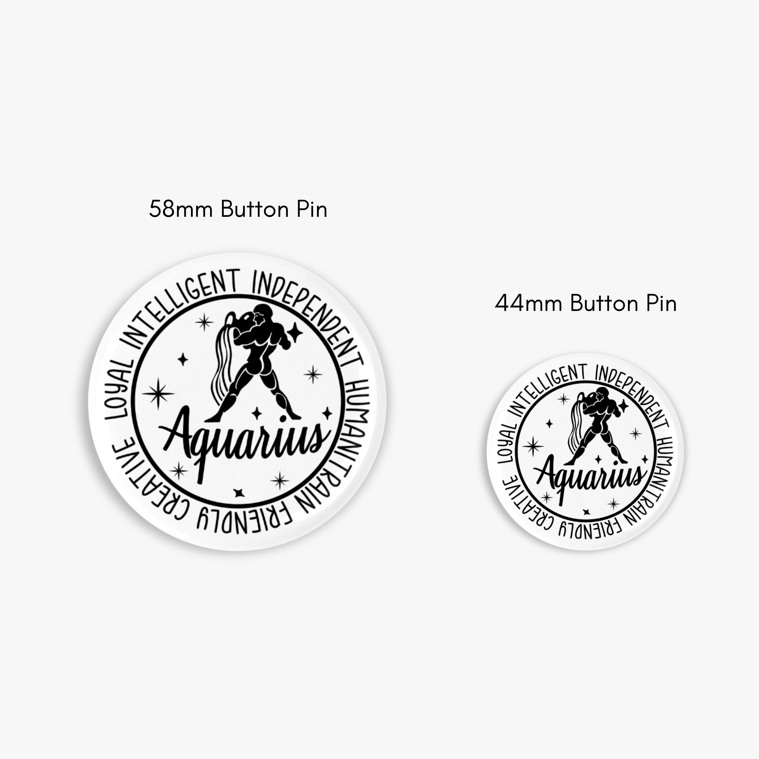 Zodiac Aquarius Button Pin / Magnet