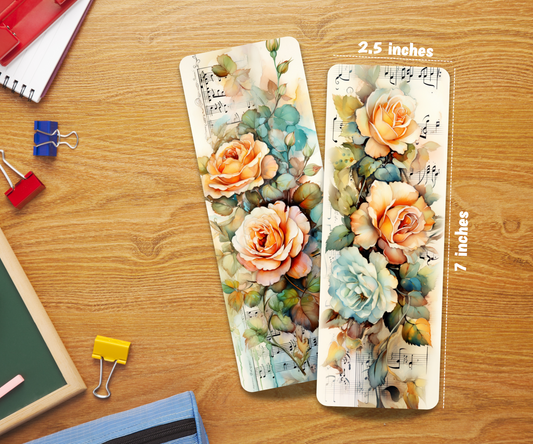 Vintage Floral Laminated Bookmark - Set of 2