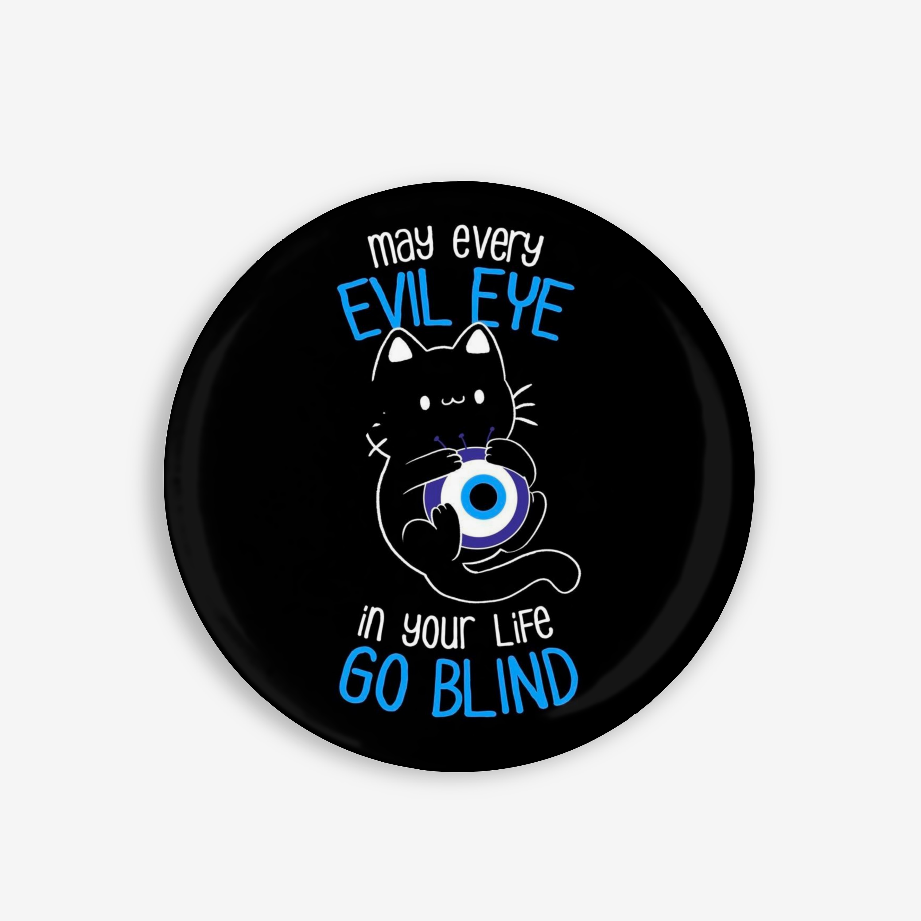 Cat and Evil Eye - Button Pin / Magnet
