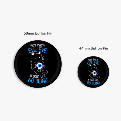 Cat and Evil Eye - Button Pin / Magnet